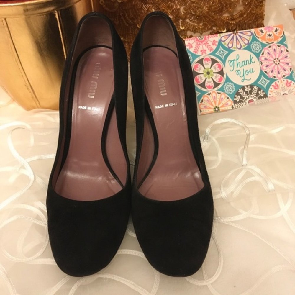 Miu Miu Black Suede Shoes Size 6.5